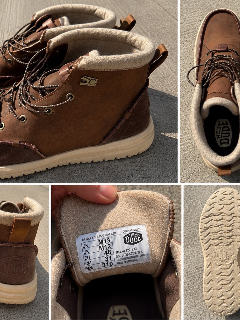 Hey Dude Men's Chukka Boots in Cognac Brown with Cream Collar